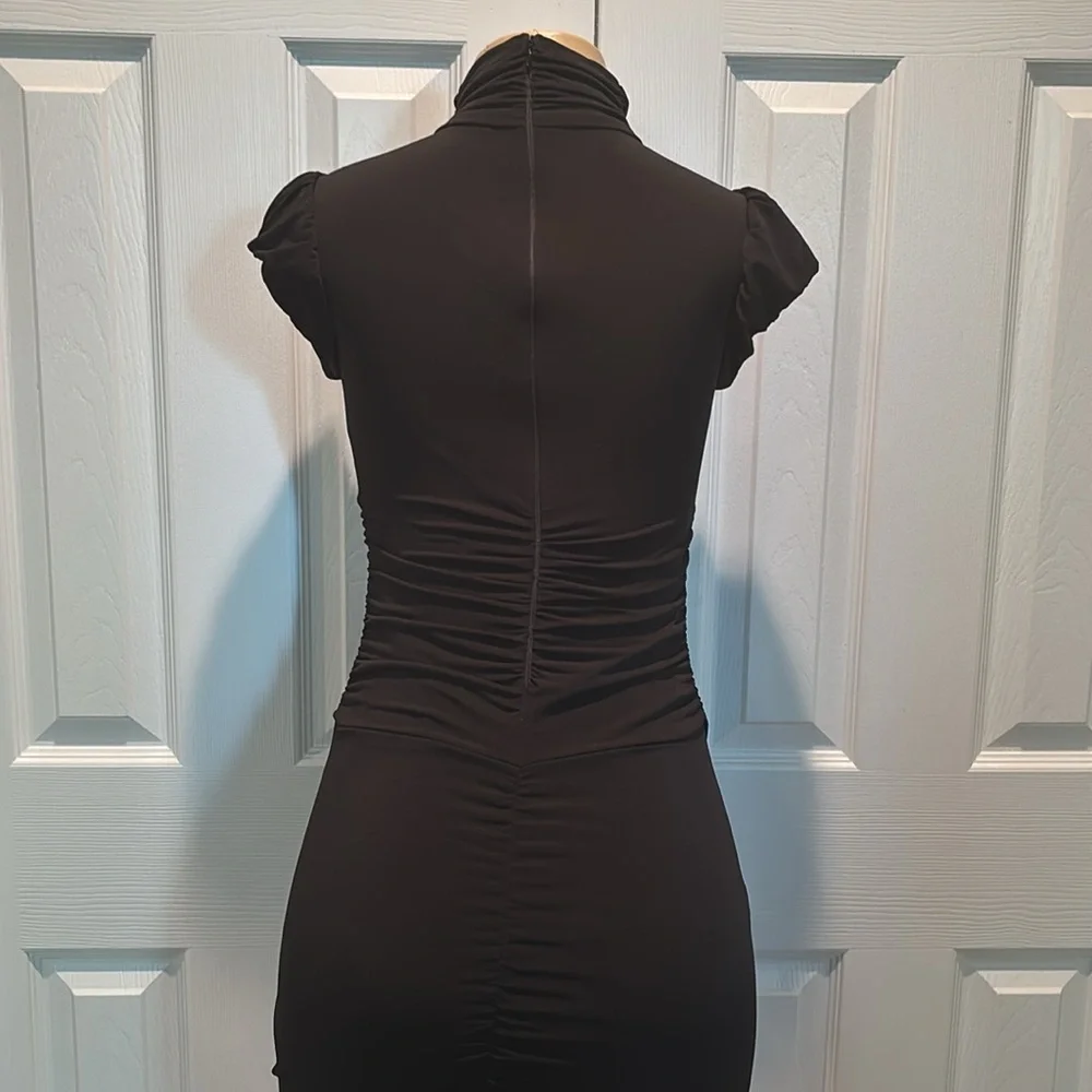 Elegant Black  Mock Ruched Dress size S - Picture 6 of 7